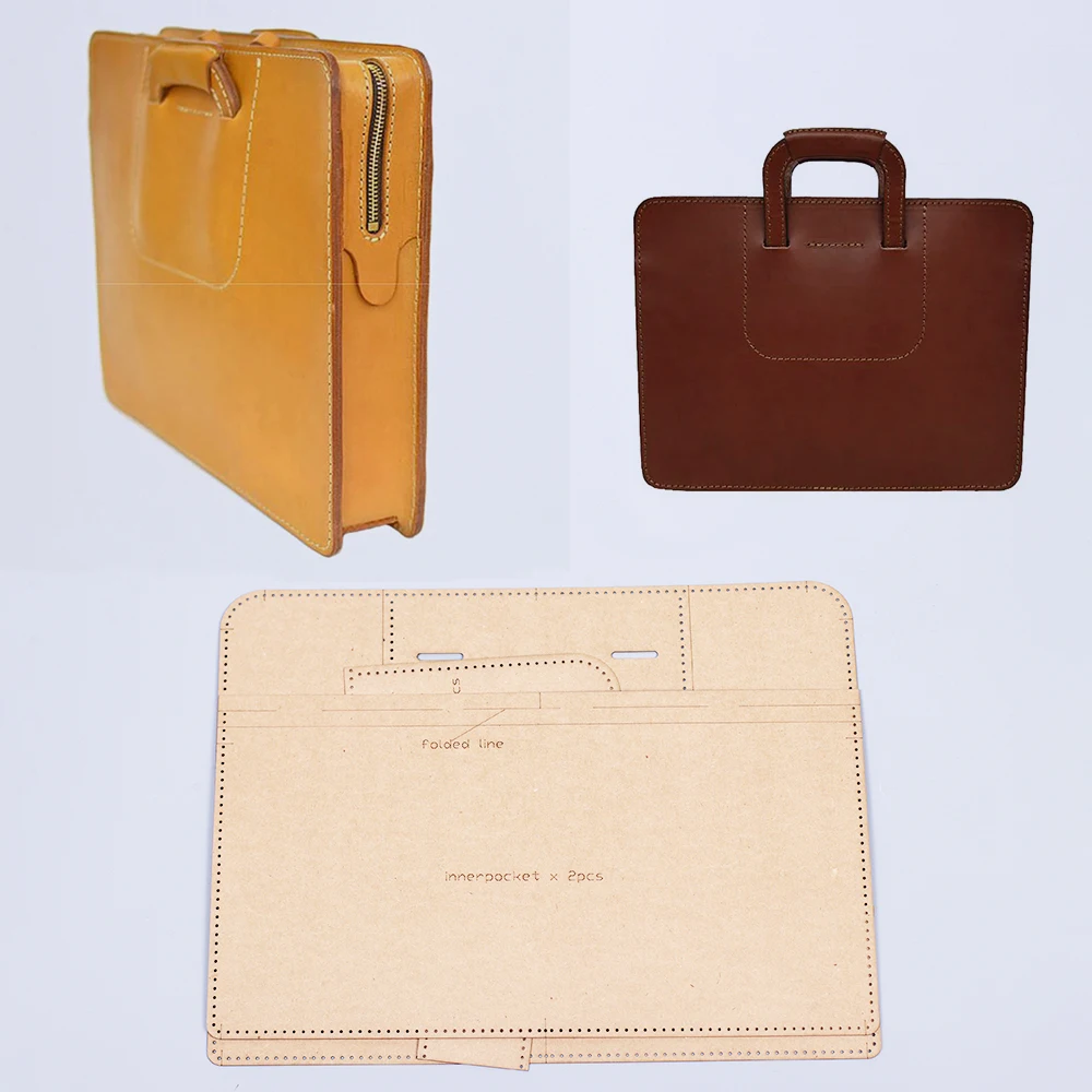 500gsm kraft paper men suitcase sewing pattern leather craft handbag shoulder bag die cutting template 36x28x6cm