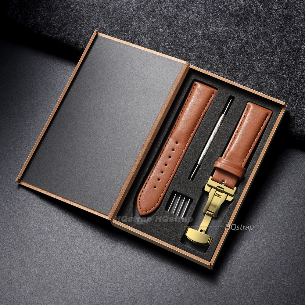 Elegant Calfskin Watch Band with Butterfly Clasp