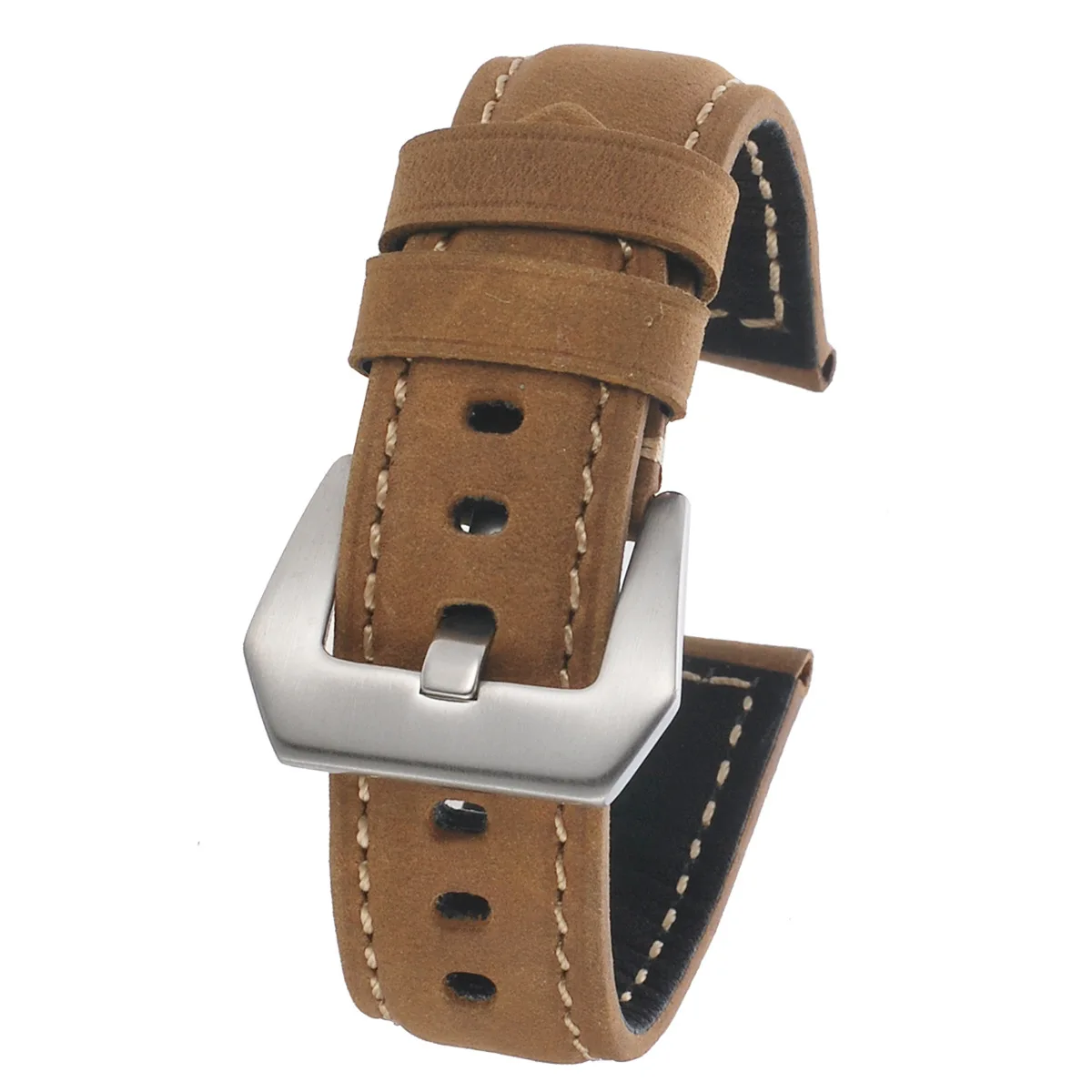 

Leather Watch Belt Male Pam111 441 Frosted Crazy Horse Leather Strap Suitable Stainless Steel Pin For Panerai 22 24mm