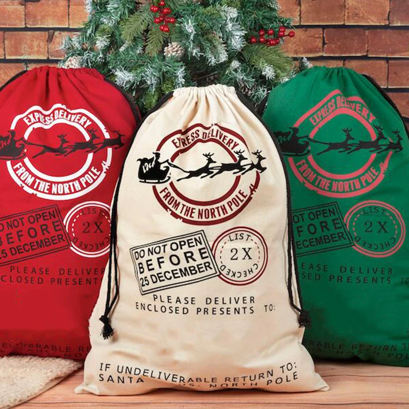 Christmas Gift Bags Santa Sacks Personalized Children Gifts Toys Drawstring 38 Styles