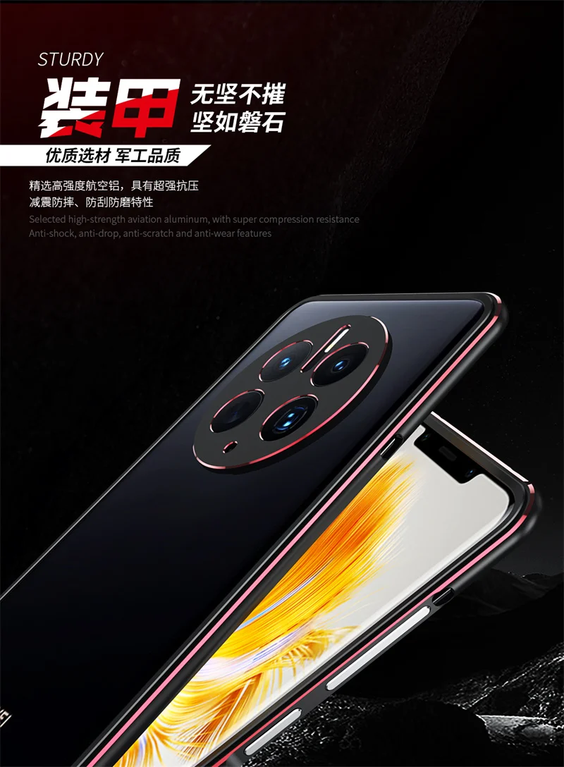 Huawei Mate 50 Pro DCO LX9 Bumper Ultra Thin Aluminum Metal Cover Phone Case for Huawei Mate 50 CET LX9 with Lens Protector