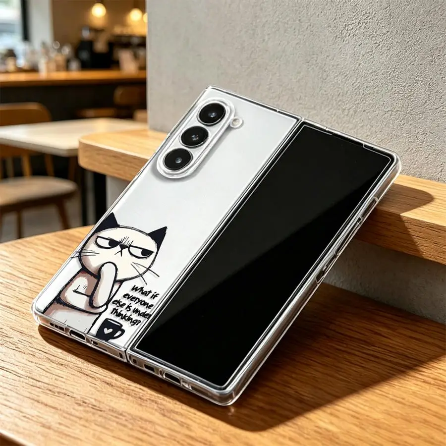 Coffee Cat Thinking Phone Cover - Elegant Case