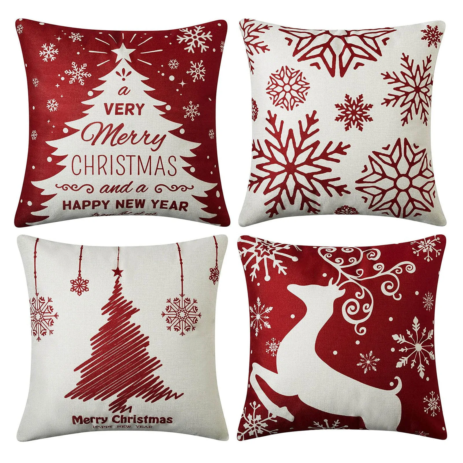 FENZA Custom Christmas Pillow Covers for Family, Linen Double Side Pri