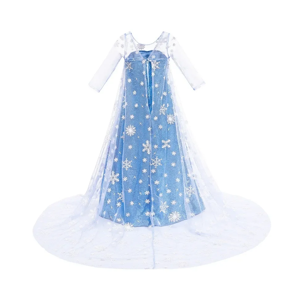 Mädchen Sommer glänzendes Freizeit kleid für Kinder Geburtstags feier Elsa Anna verkleiden Stoff Schnee königin Karneval Halloween Cosplay Kostüm – Detail 14
