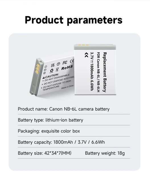 2 Batterie NB-6L Compatibili Canon - 1700mAh Per PowerShot X500, SX275, SX600 E Altri - Foto 13