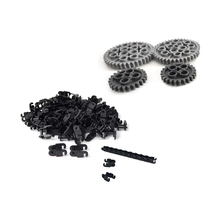 11x19 Technical Base Plate Building Blocks Parts Small Chain + Wheels Gears Track Axle Set Bricks Crawler Model DIY Toys