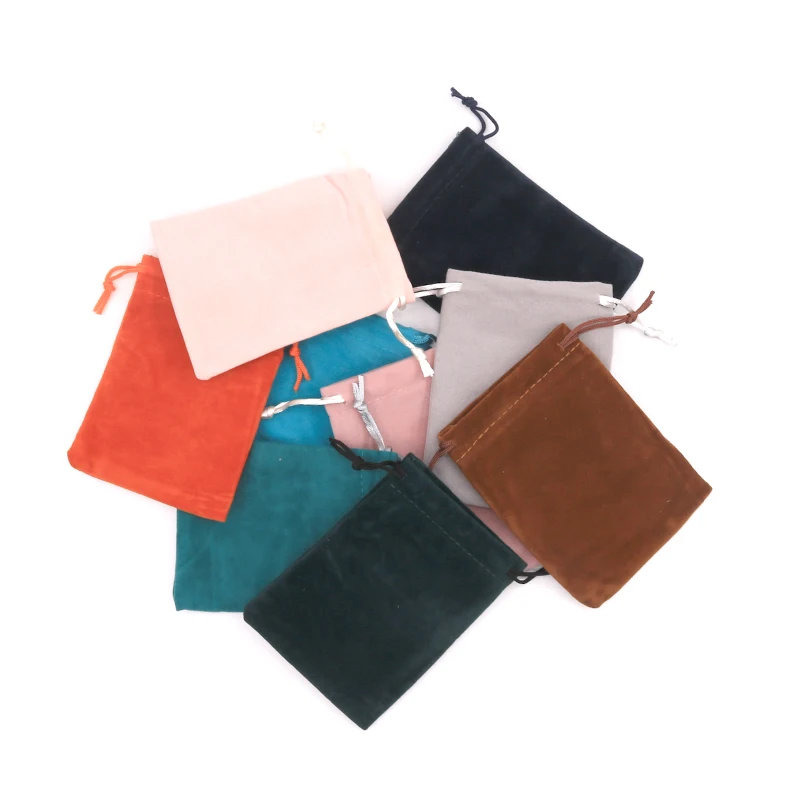 15pcs Velvet Bags Jewelry Packing Pouches Drawstring Sachets Colorful
