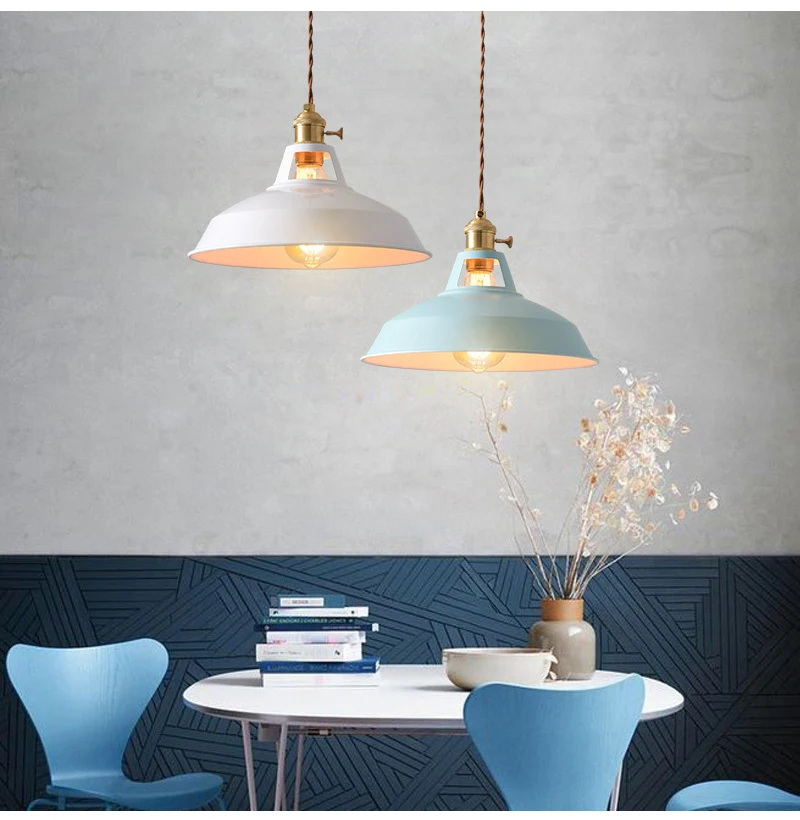 Industrial Colorful Pendant Light Loft Suspension Luminaire Restaurant Kitchen Hanging Light Chandelier Ceiling Lamp Decorative