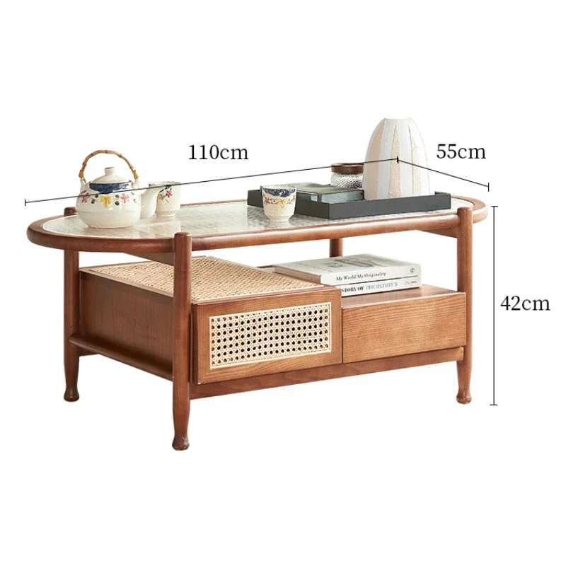 

XK чайный столик из массива дерева, ротанговый, в японском стиле, органайзер для хранения в маленькой квартире, гостиной, дома, современный