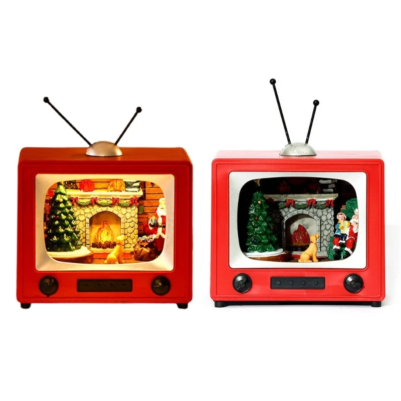 

H7EA Music Television Box with Snowman Battery/USB Power Christmas Decor