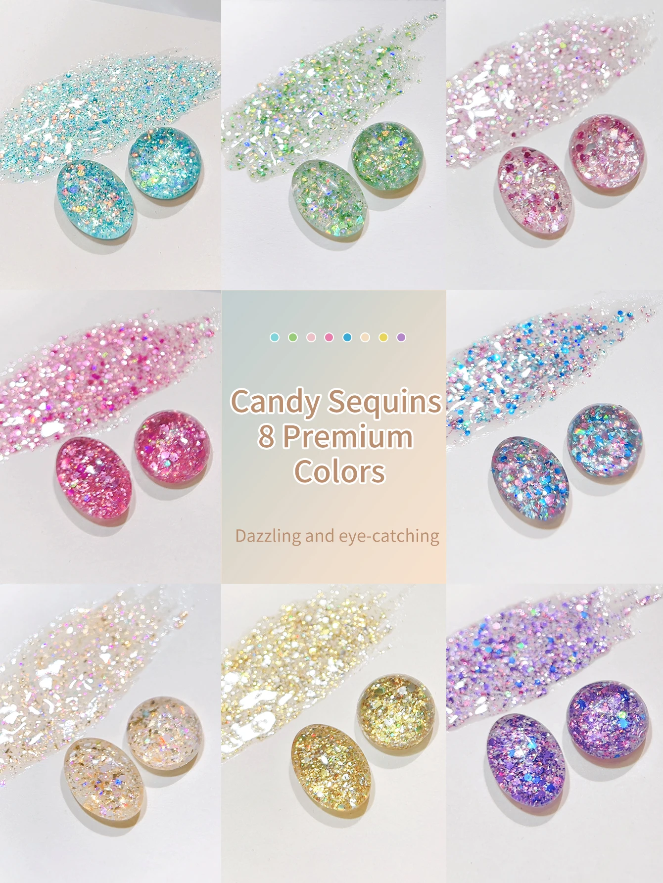 캔디 시퀸 8개 세트 미백 인기 캔디 시퀸 시리즈 네일 폴리시 세트 가정용 DIY 네일 아트에 적합