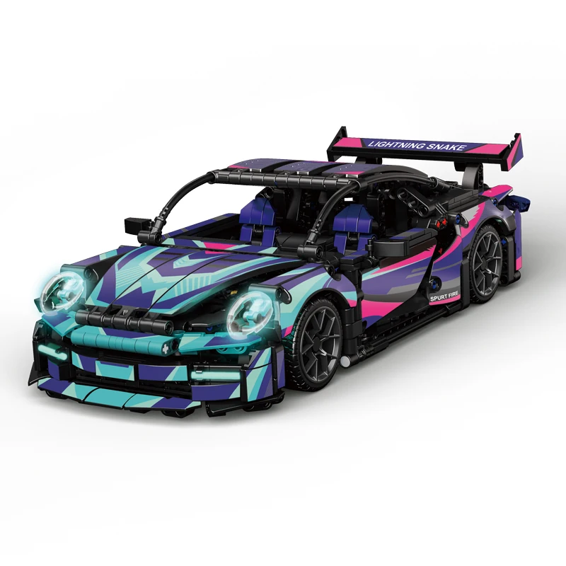 1116 PCS Technical 1:14 Black purple Racing Sports Car Building Blocks Assemble Bricks Vehicle Toys Gift For Boy Kids