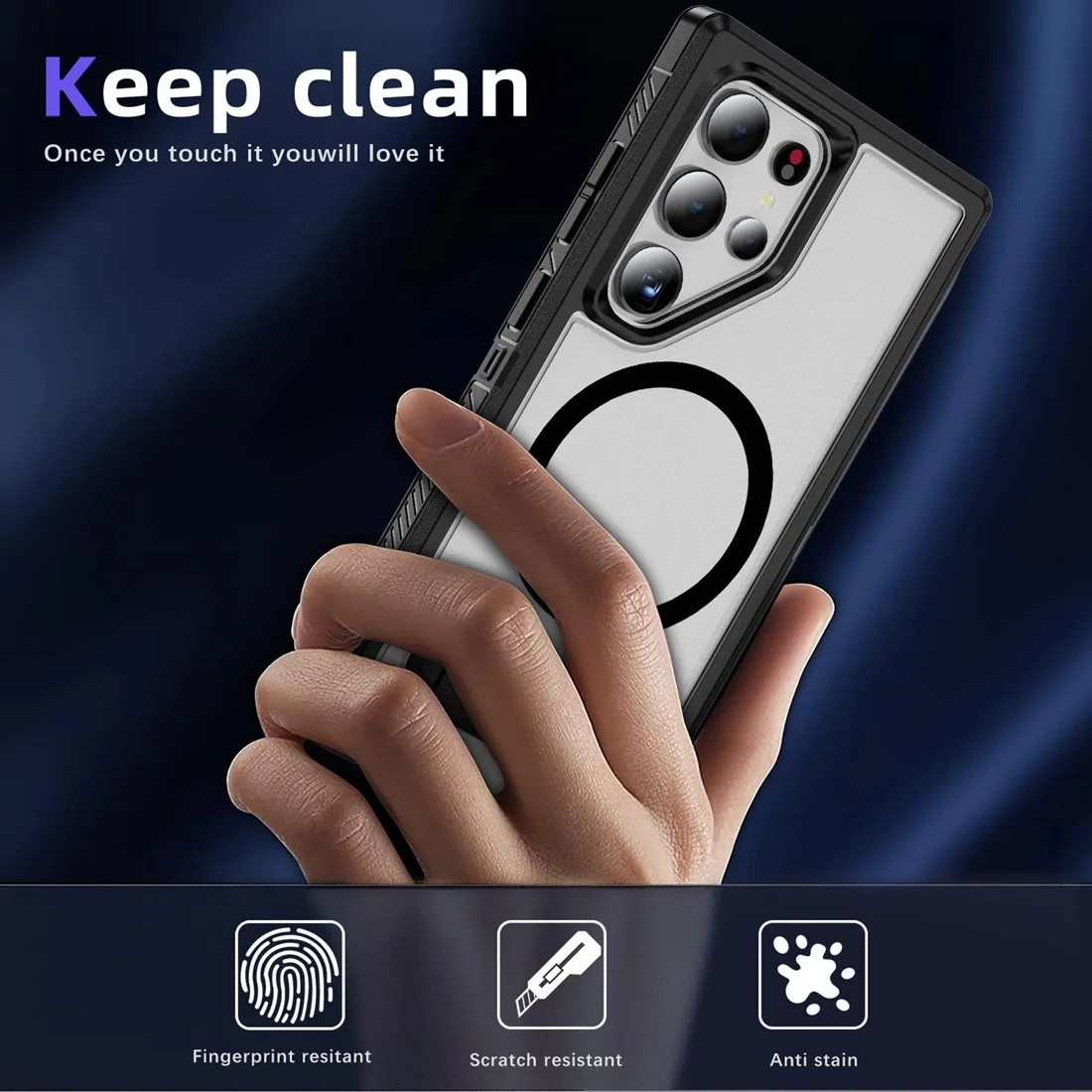 Magnetic Slim Case with Drop Protection and Built-in Kickstand