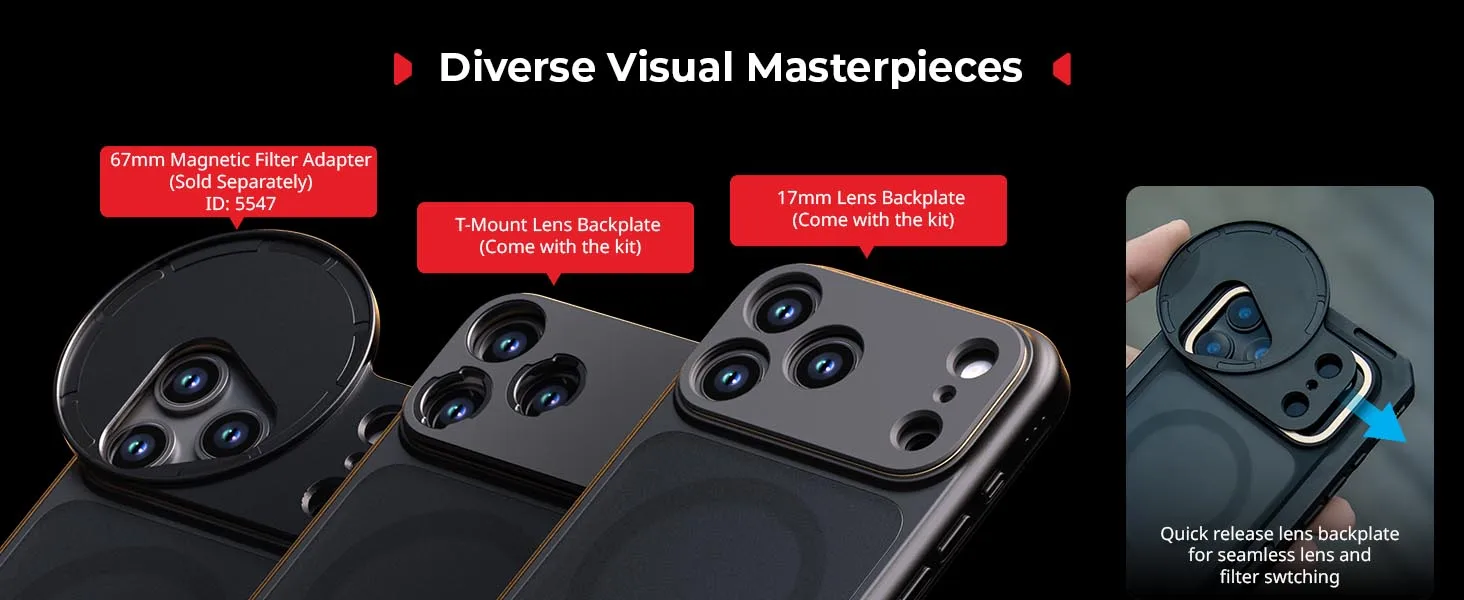 17 Pro Mobile Video Cage for iPhone 17 Pro Max/Pro Flagship Edition w T-Mount &