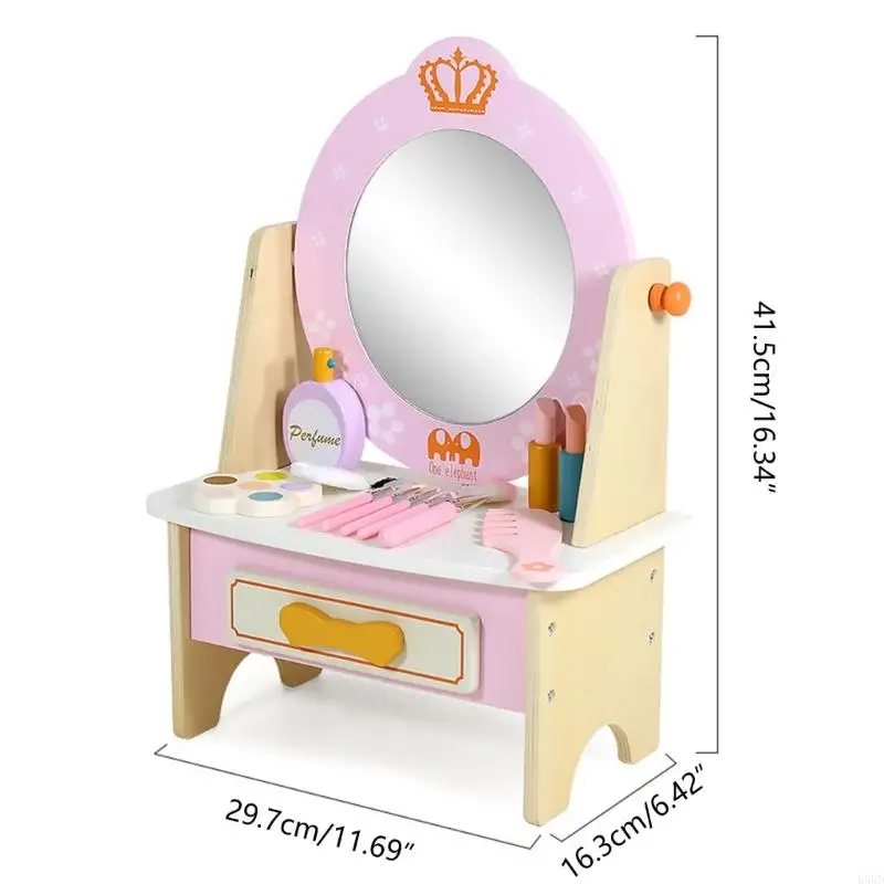 Girls Toy Princess Makeup Vanity for Kids Toddler Table Dress-up Toy for 3 4 5 6 Years Old Girls Kids Role Playset E65D