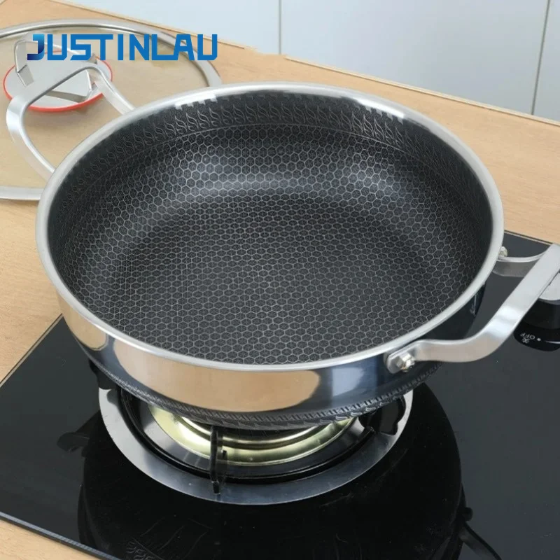 Stainless Steel Non Stick Frying Pan with Lid for Induction Cooker