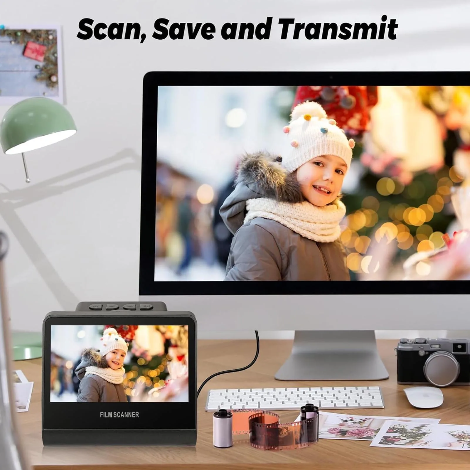 Film Scanner Digital 22MP 5in HD LCD Screen 16GB Memory Convert Black Negative Monochrome Slides Into JPEG Photos USB C Port negative film scanner