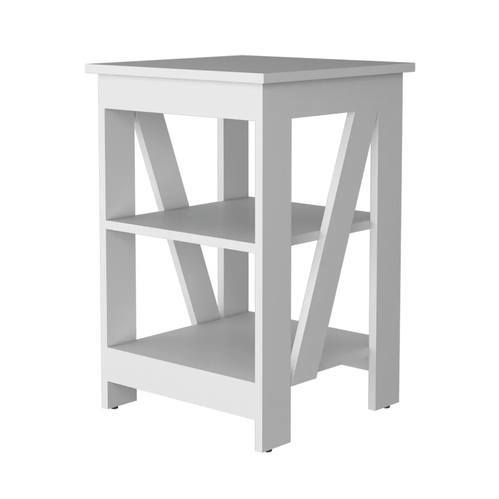 Clio Auxiliary Table Living Room End Table with Two Shelves Home Furniture 2