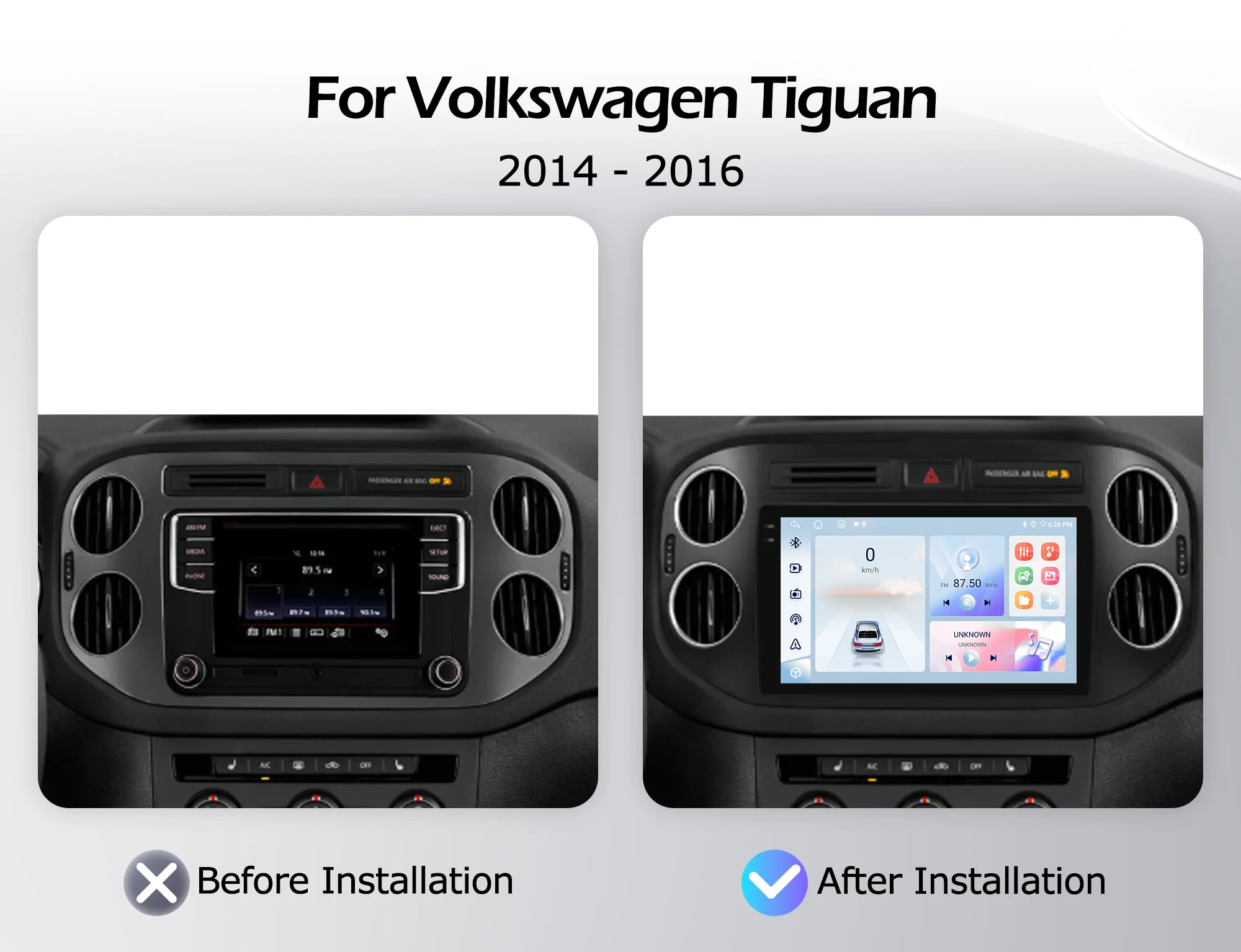 Android 16 QLED 2000*1200P Per Volkswagen Tiguan 2014-2016 Lettore multimediale di navigazione GPS Auto Wireless CarPlay WIFI 4G BT - Image 2