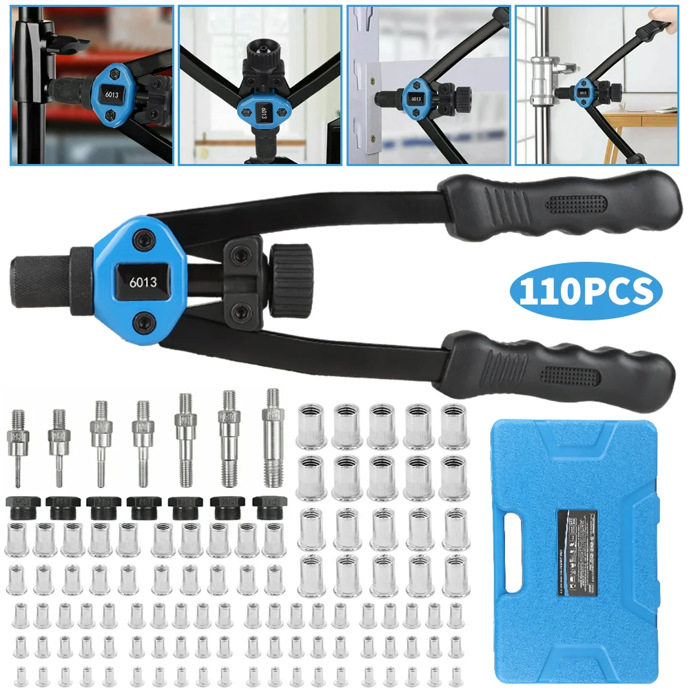 110PCS Gewinde Niet Zangen Set Niet Muttern Pistole Dorn Kit M3 M4 M5 M6 M8 M10 M12 Manuelle nietgerät Gewinde Nietgerät Zangen Maschine – Detail 4