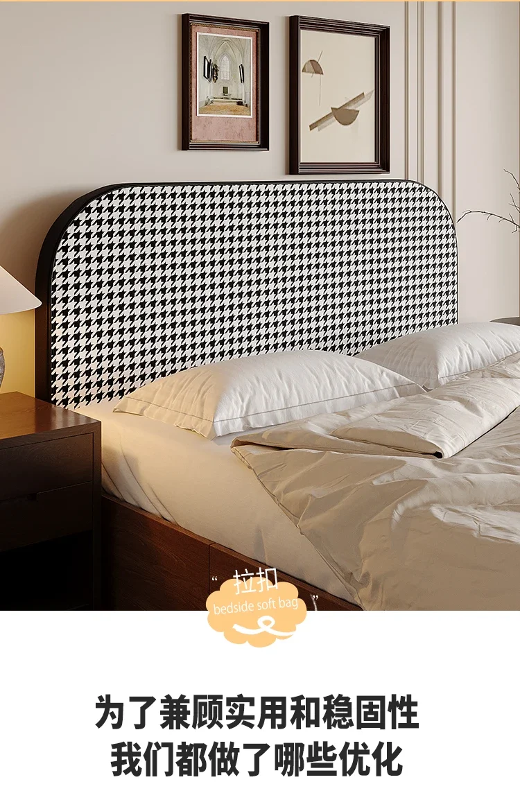 Headboard Soft bag Cushion Modern Simple Solid Wood Headboard Bedroom Leather Floor Head