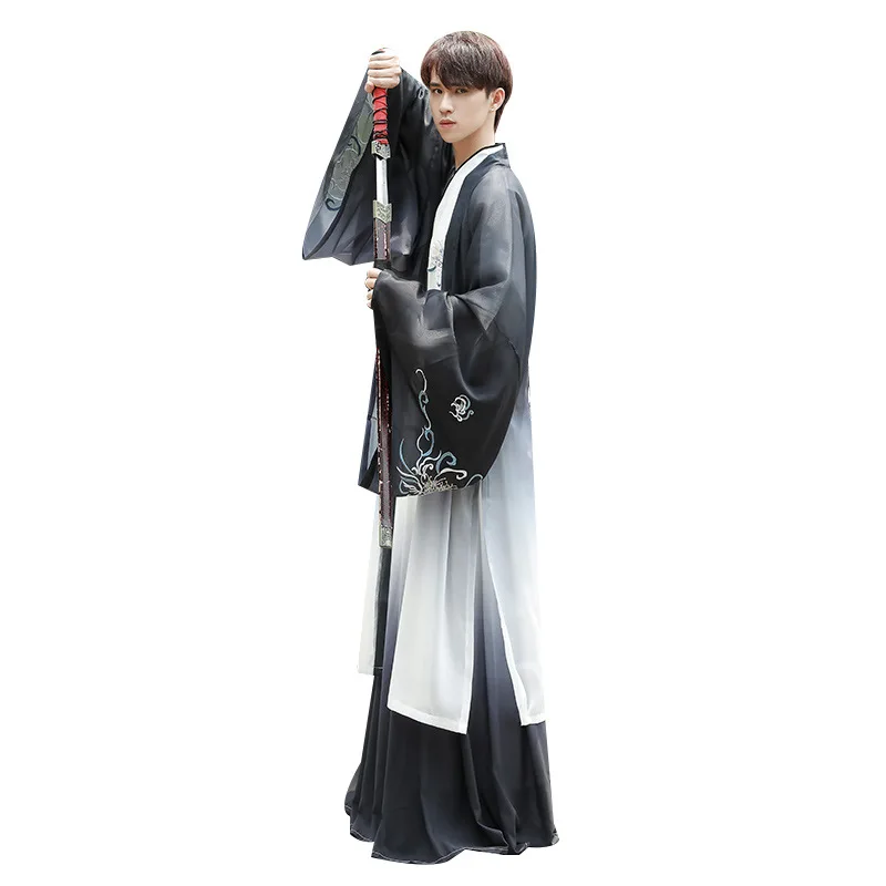 Chinese Hanfu Men Ancient Traditional Embroidery Hanfu Folk Dress Han Dynasty Oriental Clothing Halloween Cosplay Costumes