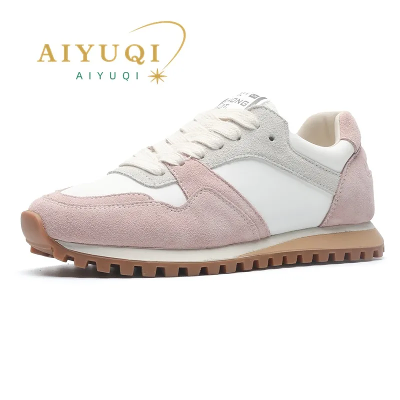 

AIYUQI Forrest Gump Shoes Women 2024 Spring Color-Blocked Platform Genuine Leather Sneakers Women Lace-up Casual Sneakers Women