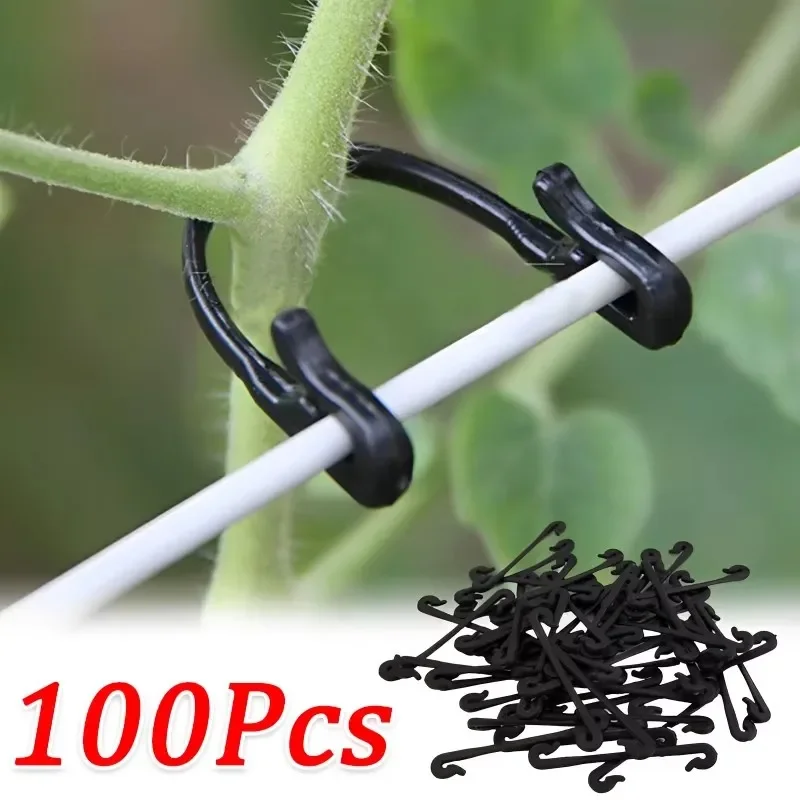 100Pcs Garden Plants Fixed Clips Buckles Tomato Vegetable Grafting Clips Grape Support Vine Clips Plastic Fixed Buckle Hooks