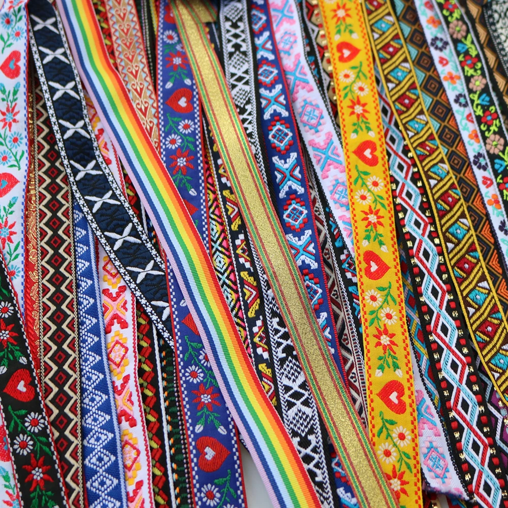 Lace Trim Ribbon 5 Yards 16~25MM 5/8 1 Inch Vintage Ethnic Embroidery Boho DIY Clothe Bag Accessories Embroidered Hundred Styles