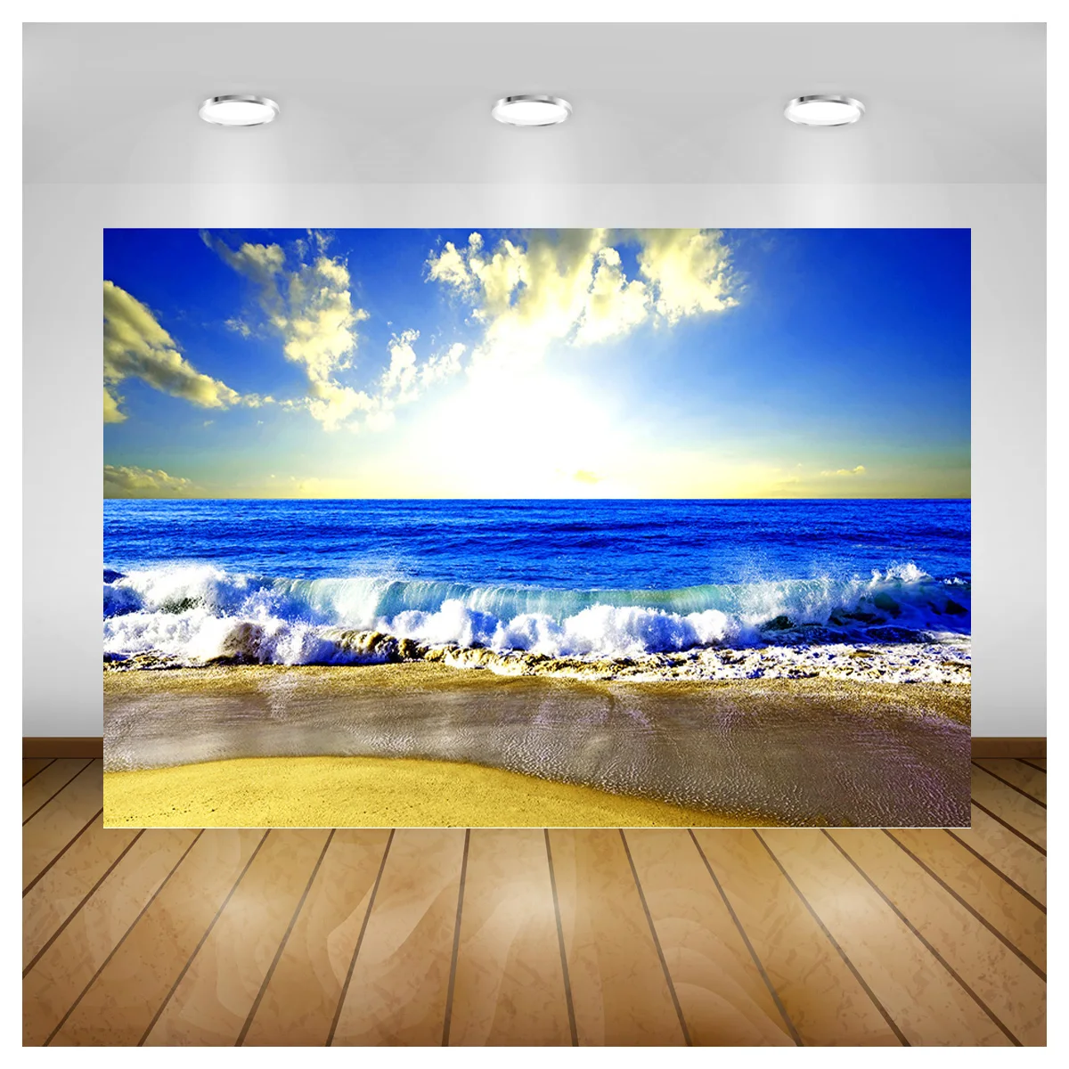 

ZHISUXI Sandy Beach Holiday Summer Digital Photography Backdrop Prop Coconut Tree Landscape Window Photo Studio Background JK-11