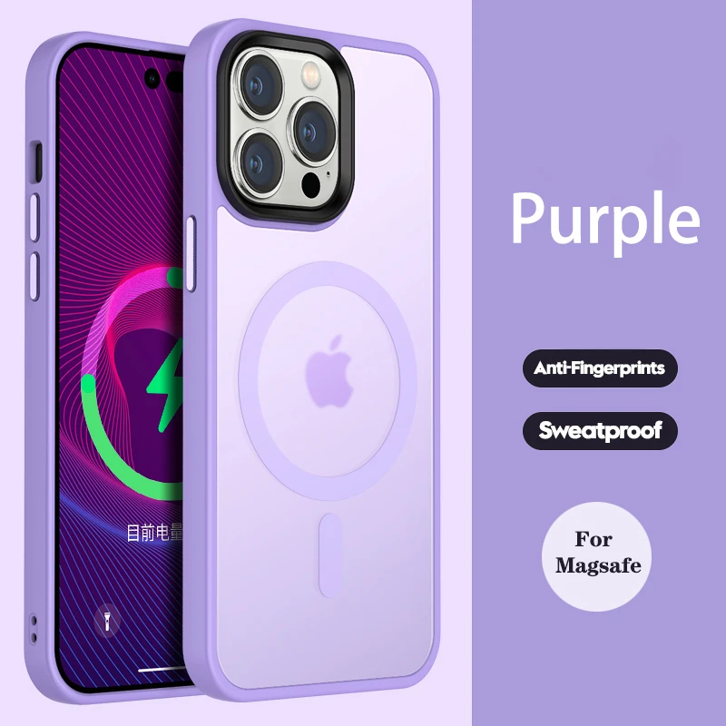 Matte Armor Silicone Magnetic Translucent Case with Wireless Charging Compatibility