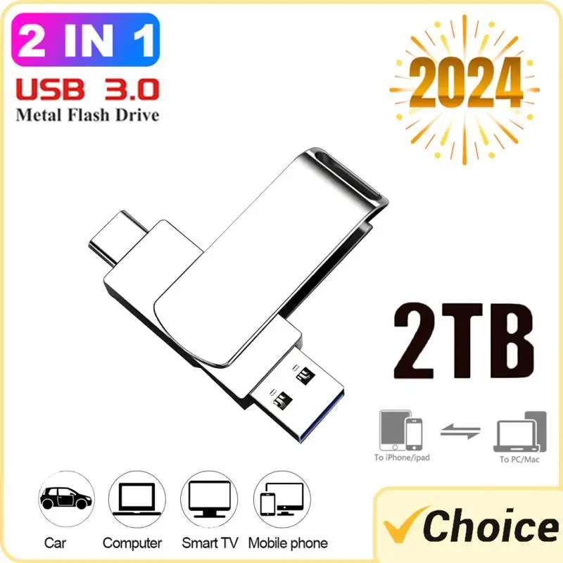 2024 Nuove Unità Flash Usb Originali Da 2Tb Usb 3.0 Pendrive Ad Alta Velocità In Metallo Memory Stick Di Capacità Reale U Disk Per Adattatore Pc Type-