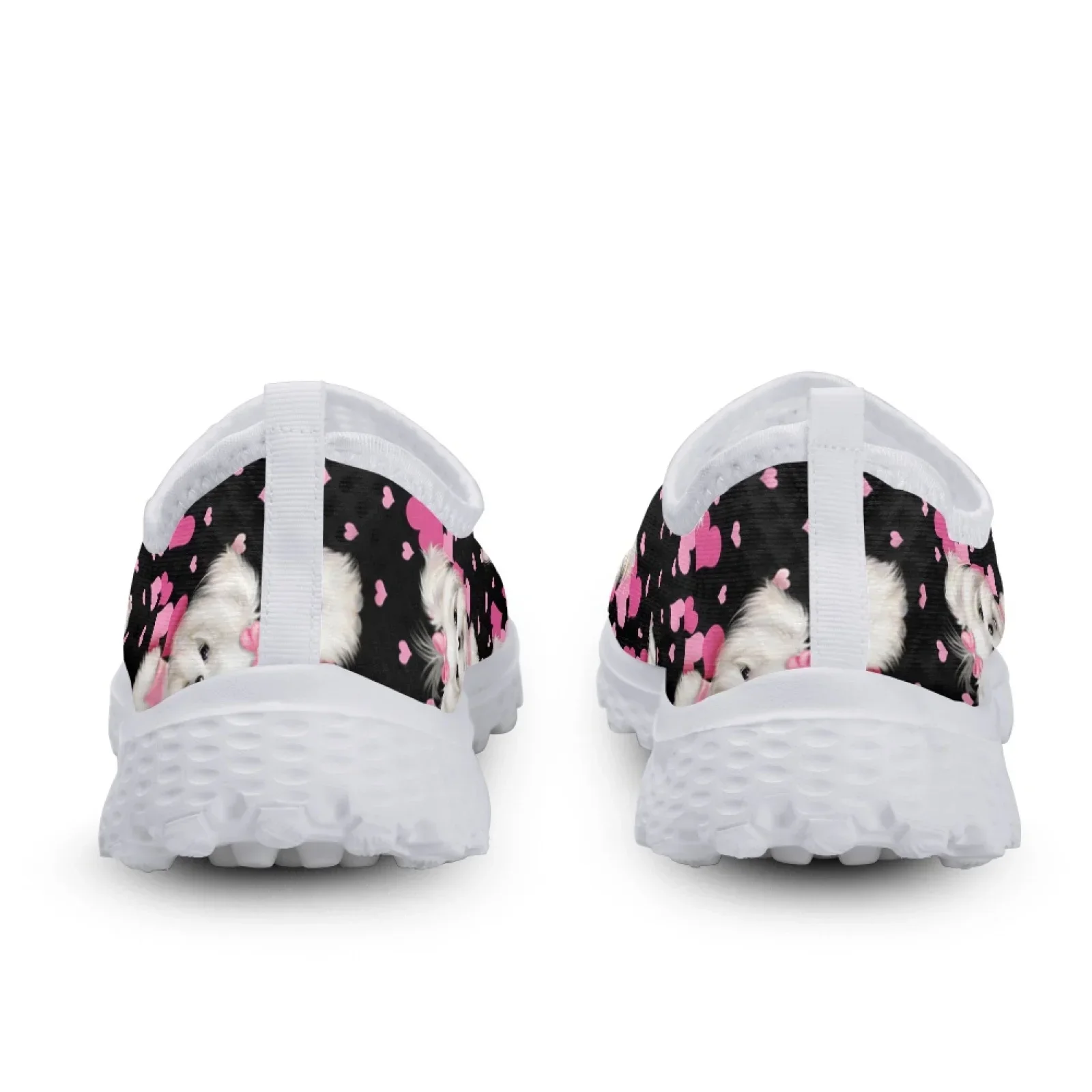 Cute Pet Dog Print Shoes Women Maltese Dog Pattern Summer Beach Water Shoes Women's Mesh Loafers Slip On Sneakers