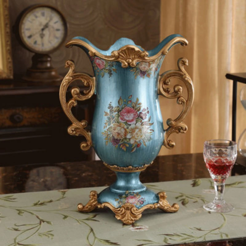 

European Resin Vase Stereoscopic Dried Fowers Arrangement Wobble Plate Living Room Entrance Ornaments Home Decorations