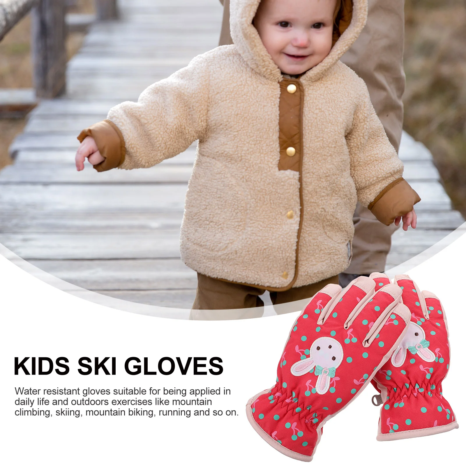 

1 пара детских теплых лыжных перчаток, зимние лыжные варежки, Зимние перчатки для улицы