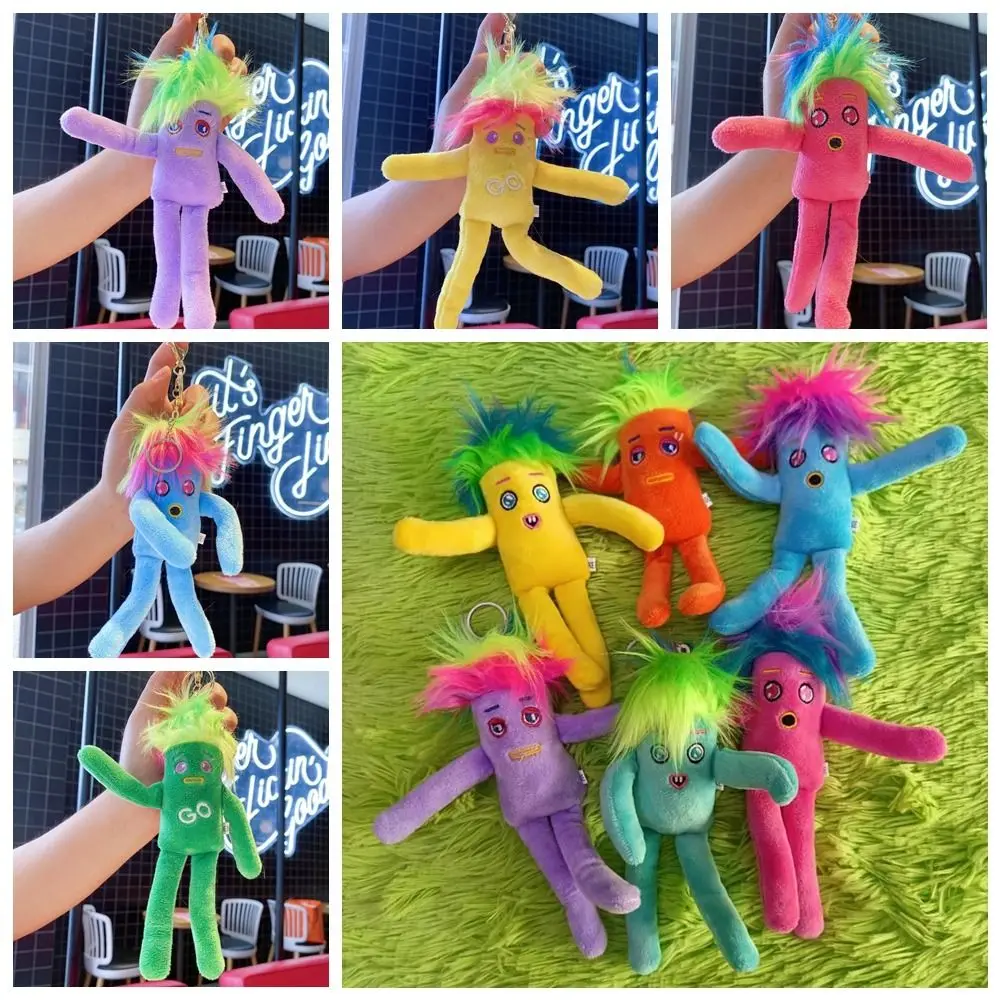 

Ugly Doll Sausage Plush Keychain PP Cotton Colorful Hair Sausage Plush Pendant Creative Soft Ugly Sausage Mouth Keyring