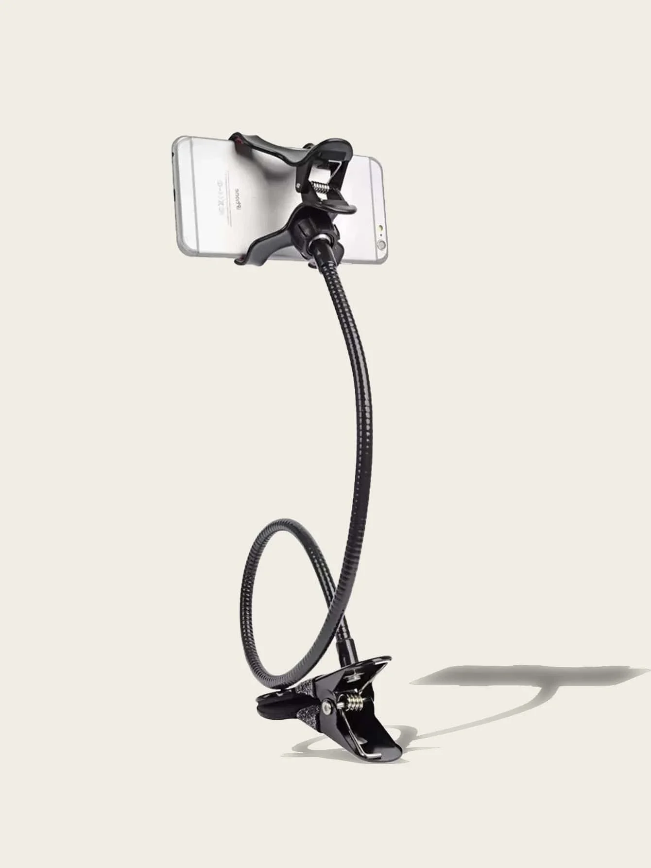 Mobile Phone Clip on Gooseneck Stand Holder Metal/ABS Black