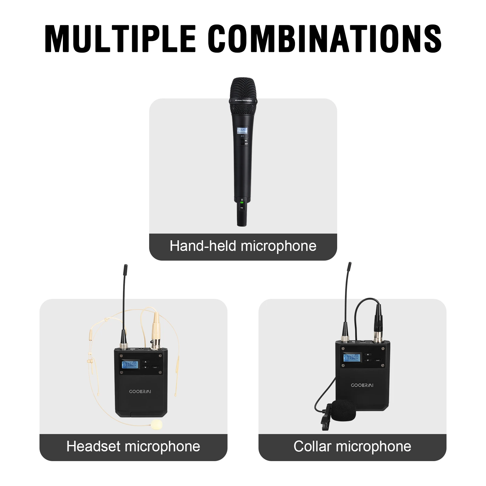 Gooermi DP Series UHF نظام الميكروفون اللاسلكي 2/4...