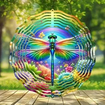 Colorful Dragonfly Metal Wind Spinner 1
