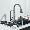 Waterfall Kitchen Sink 201 Stainless Steel Sink Large Single basin With Large Single Slot Sink Above Counter With Cup Disher 4