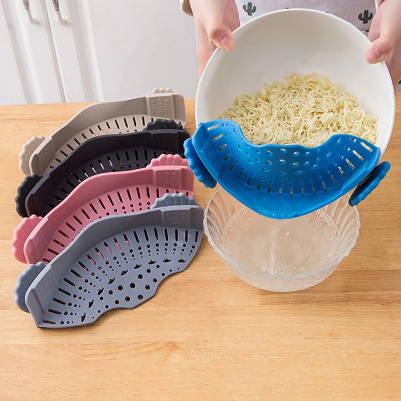 Silicone Stretch Drain Tool Pot Edge Water Filter Foldable Soup Funnel