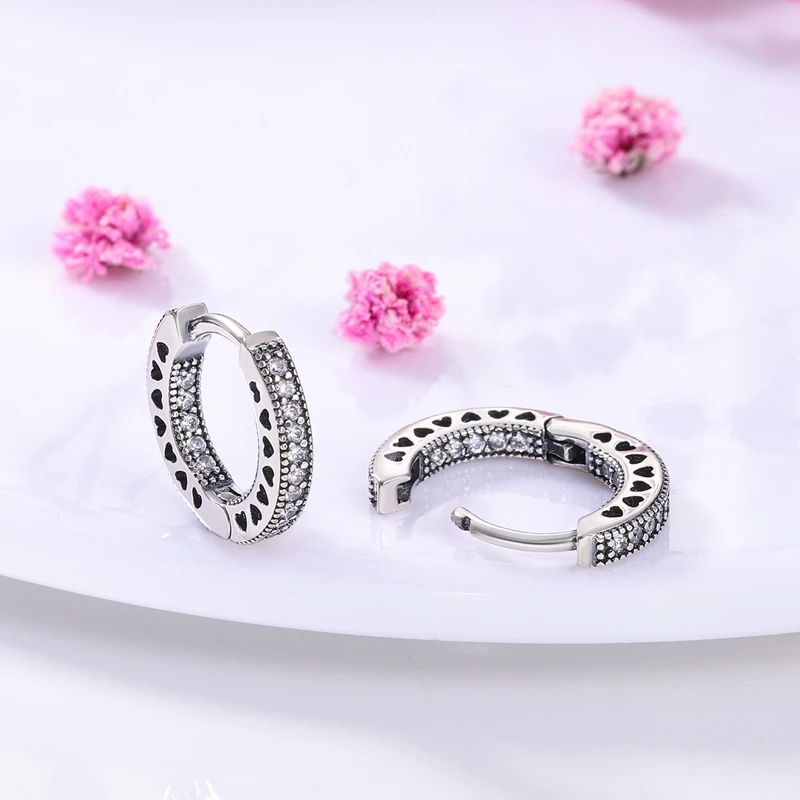 2022 Charm Double Hoop Earrings 925 Silver Sparkling Pave Stud Earring Gift For Women Engagement Jewelry Anniversary