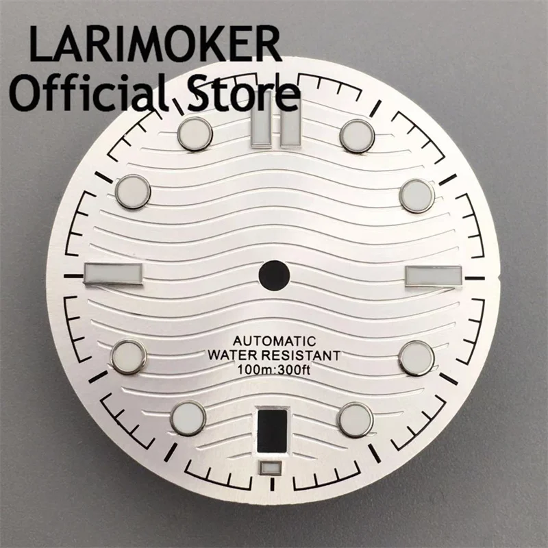 LARIMOKER 31mm Watch Dial Sterile white /Black /blue /green face Fit  NH35 date at 6 o'clock Movement Accessories