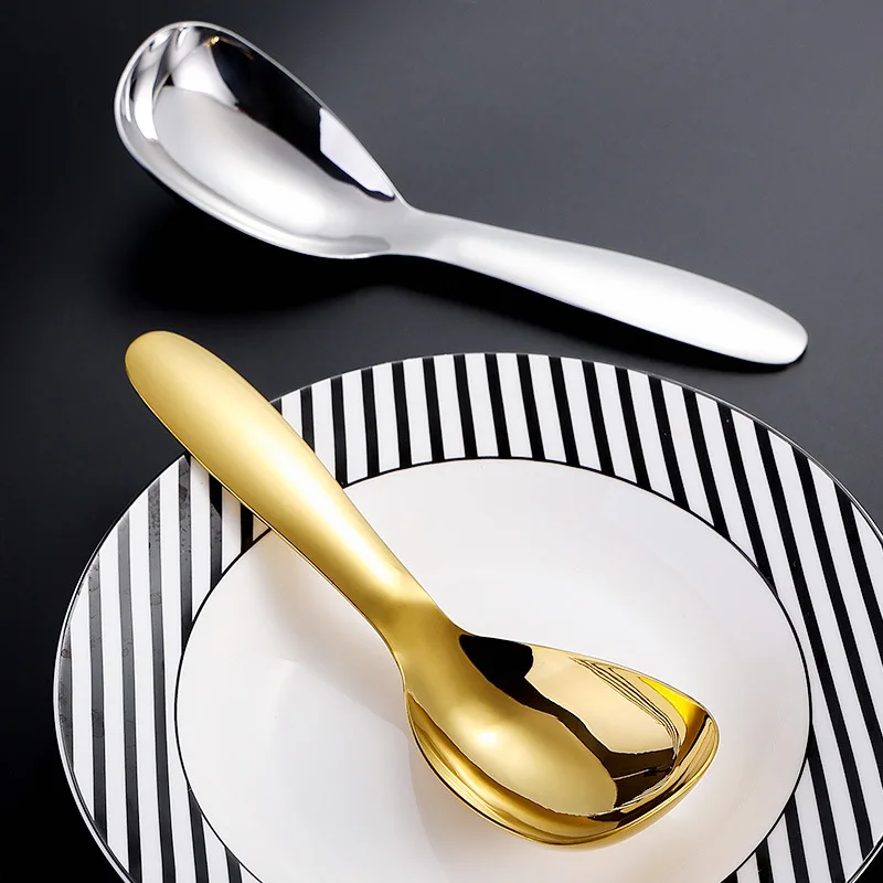304 Stainless Steel Large Capacity Polished Deepen Tableware Soup Spoons Silver Golden Mirror Home Kitchen Flatware for Rice