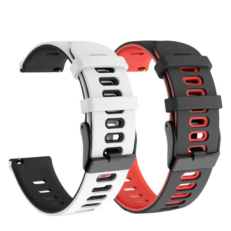 Two-Tone Silicone Sport Watch Strap with Quick-Release - Breathable Replacement Wristband