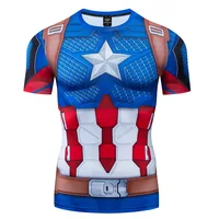 Miniso Short Sleeve Sport Shirt Men Superhero Captain America 3D Compression T Shirt Quick Dry Men's Running T-shirt Fitness 1
