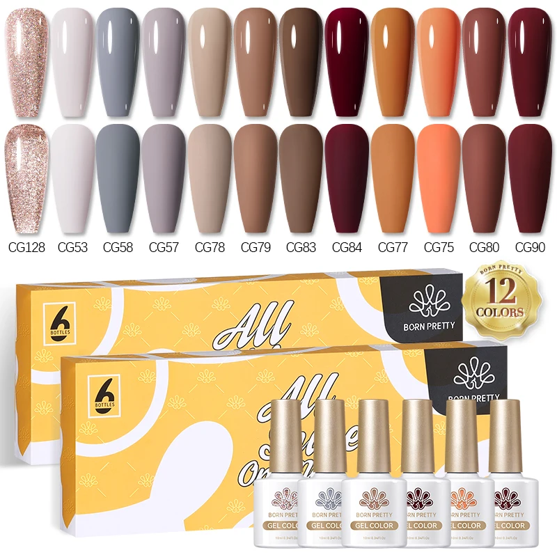 

BORN PRETTY Brown Red Autumn Color Collection Nail Gel Polish Set 10ml Soak Off UV LED Gel Varnish Nude Purple Gel Nail Manicure