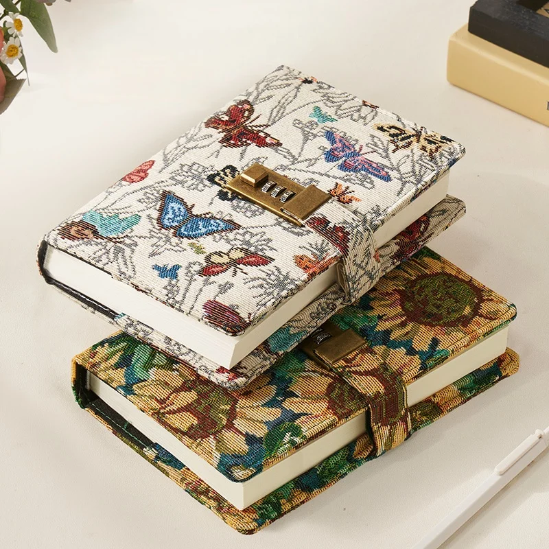 Floral Spiral-Bound Notebook with Lock - B6 Journal and Planner Stationery Organizer