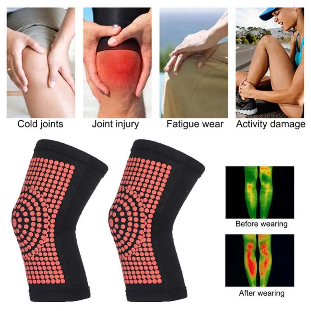 1 Pair Elbow & Knee Pads Self-heating Thermal Therapy Knee Pad Brace Support Arthritis Protector  Sports Safety