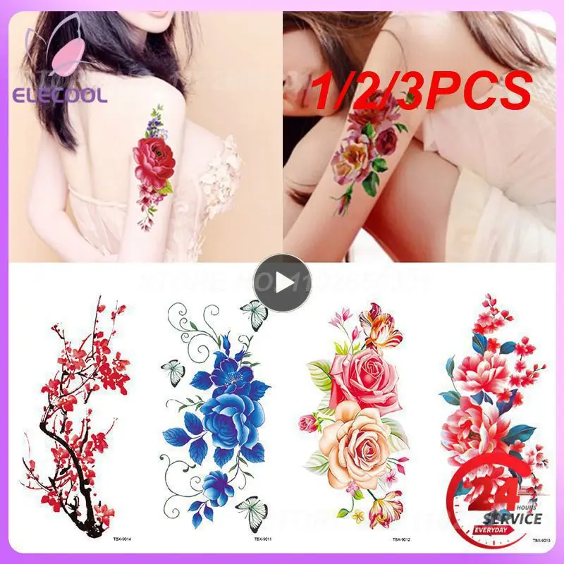 

1/2/3PCS Set,Waterproof Temporary Fake Tattoo Stickers,Water Transfer,Colored Flowers Body Art for Women,Girl,Beautiful Sexy